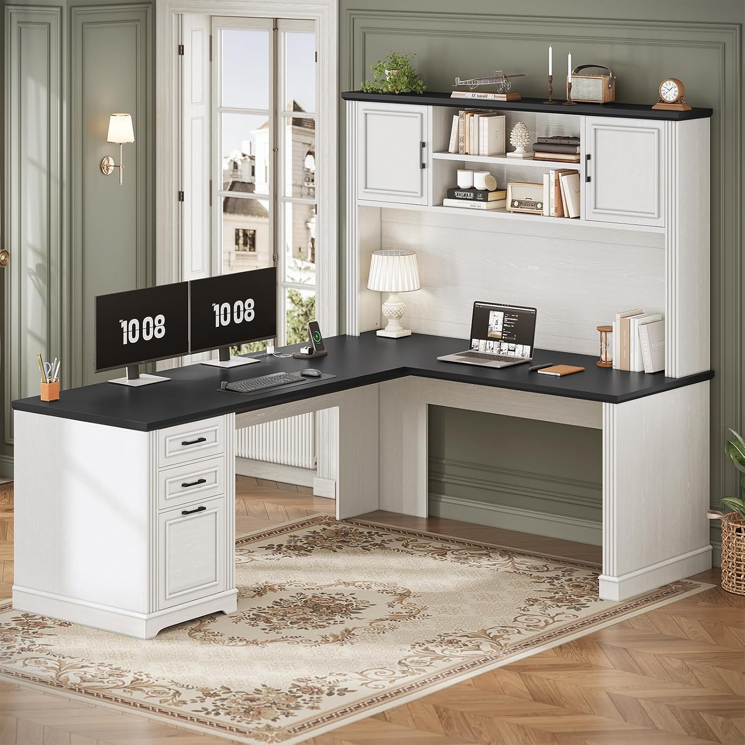 Home Office L Shaped Desk - Scrivania a L con ripiano superiore