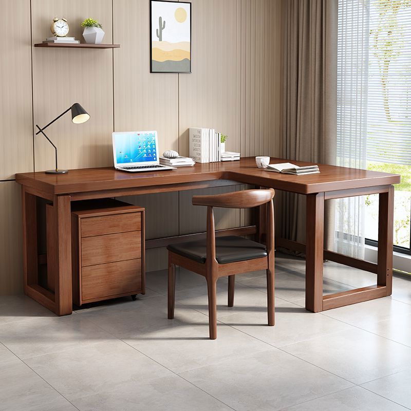 Home Office L Shaped Desk - Scrivania angolare in legno massello a