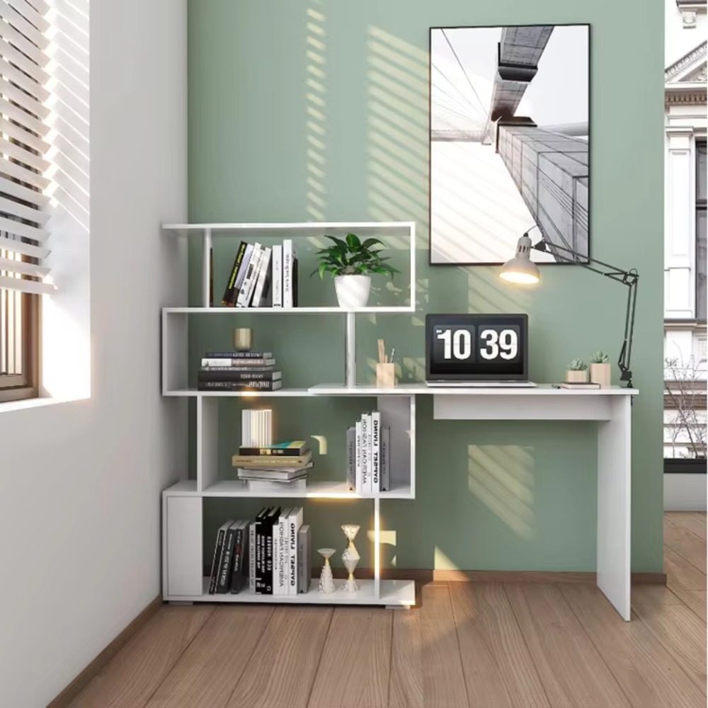 Home Office L Shaped Desk - Scrivania a L con Libreria, Scrivania