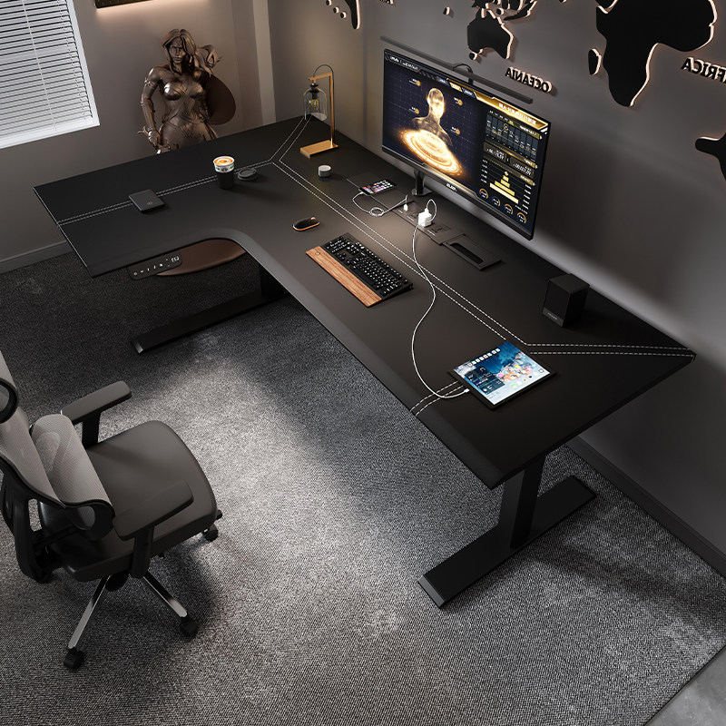 Home Office L Shaped Desk - Scrivania angolare elettrica sollevabile a forma