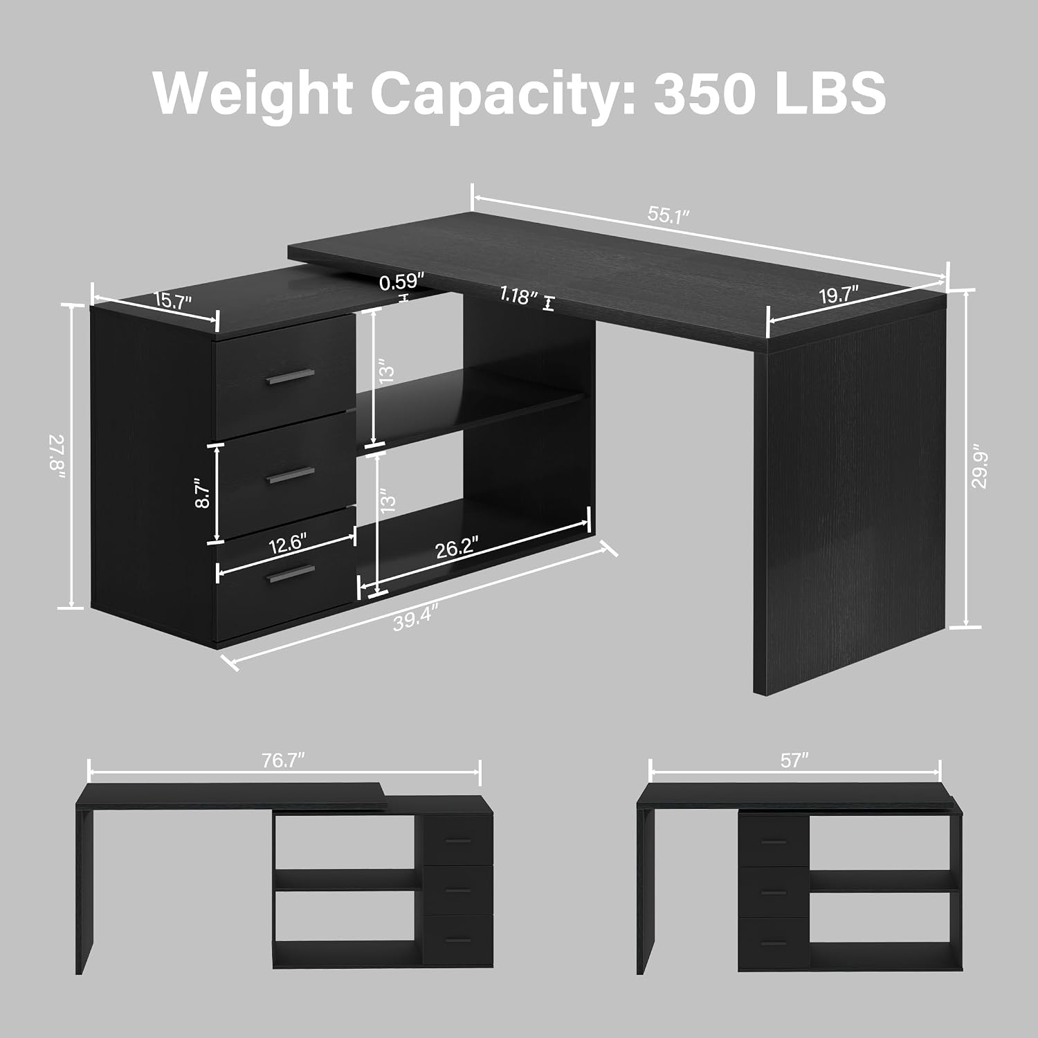 Scrivania a L moderna nera da  - Home Office L Shaped Desk recensione e prezzo